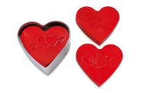 Cookie cutter with stamp and ejector – Sweet Heart – with 3 change motives – demountable, 5 parts