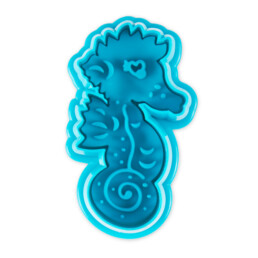 Cookie cutter with stamp and ejector – Sea horse
