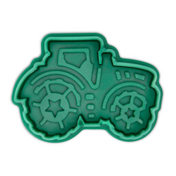 Cookie cutter with stamp and ejector – Tractor