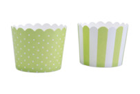 Cupcake liner – Pale green white – Mini – 12 pieces
