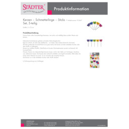 Kerzen – Schmetterlinge – Sticks – Set, 5-teilig (PDF) Kerzen – Schmetterlinge – Sticks – Set, 5-teilig 910447