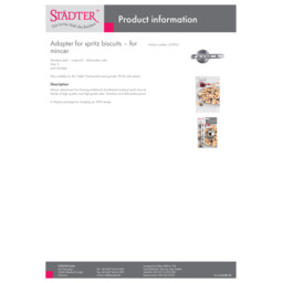 Adapter for spritz biscuits – for mincer (PDF) Spritzgebäckvorsatz – für Fleischwolf 229051