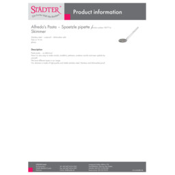 Alfredo's Pasta – Spaetzle pipette / Skimmer (PDF) Alfredo's Pasta – Spätzleheber / Schaumlöffel 987716